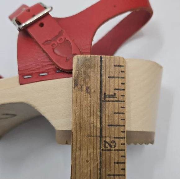 Sandgrens Milan‎ Red Clog Shoes Wooden Heels - Picture 12 of 14